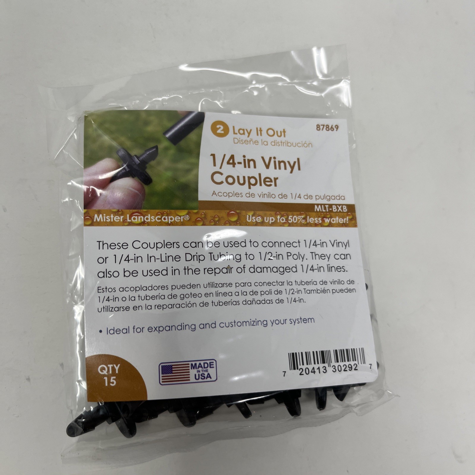 Mister Landscaper MLT-BXB 1/4" Vinyl Barb Drip Irrigation Coupler (15 pcs) 87869