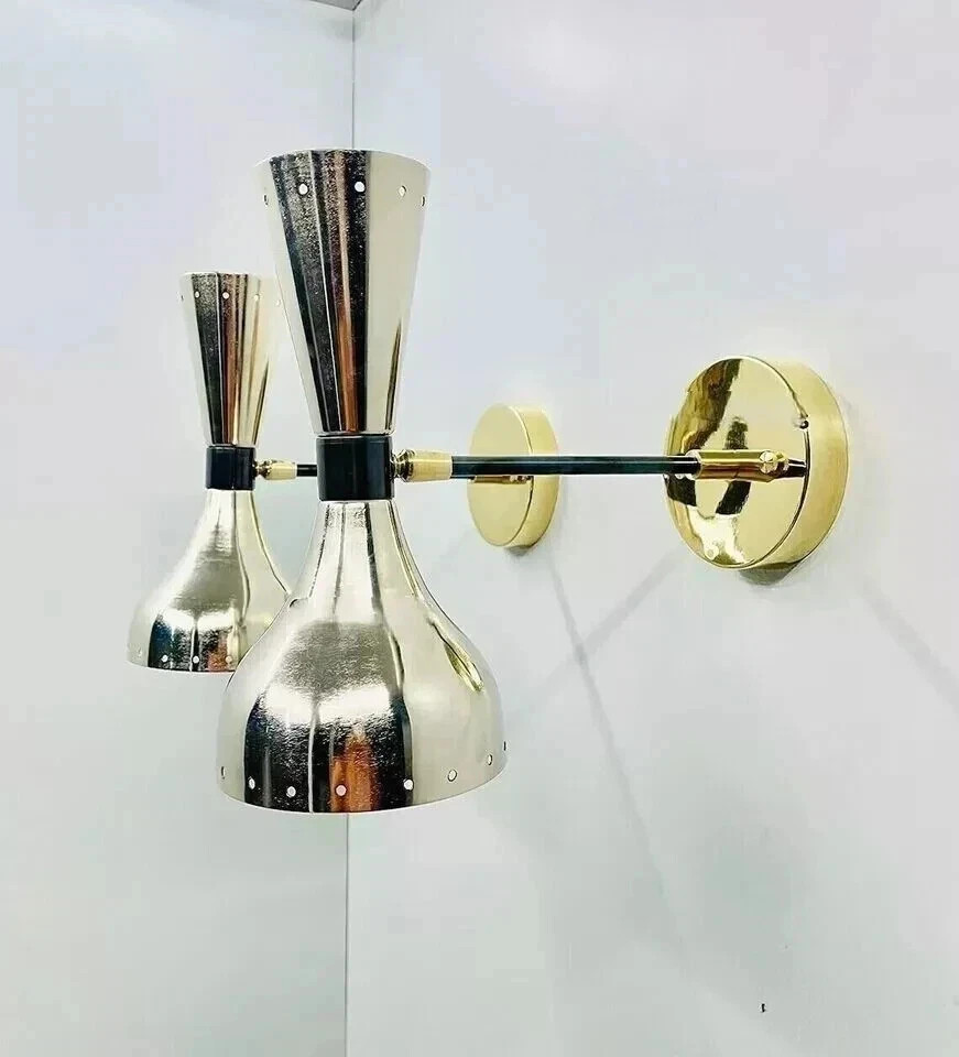 Pair Diabolo Brass Wall Sconce Mid Century Italian Stilnovo Sconce Christmas Gif