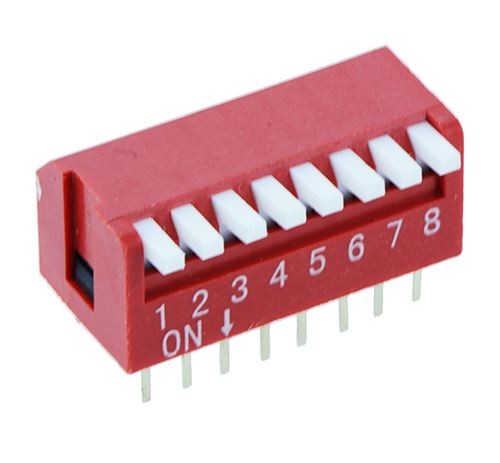 5x 8-Way Piano DIP DIL Red PCB Switch