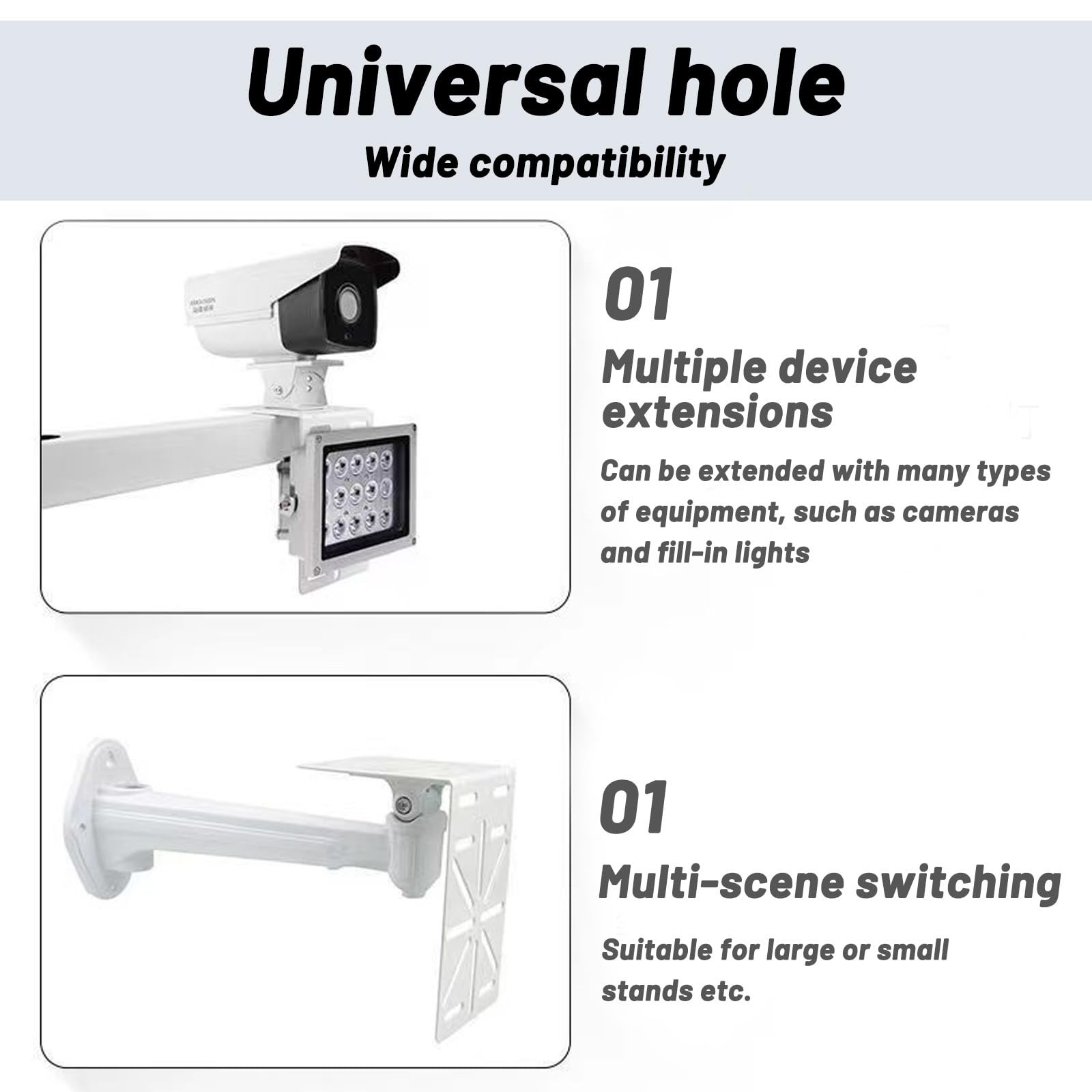 CCTV Mount Bracket, L-Shape Security Plate, Universal Wall White