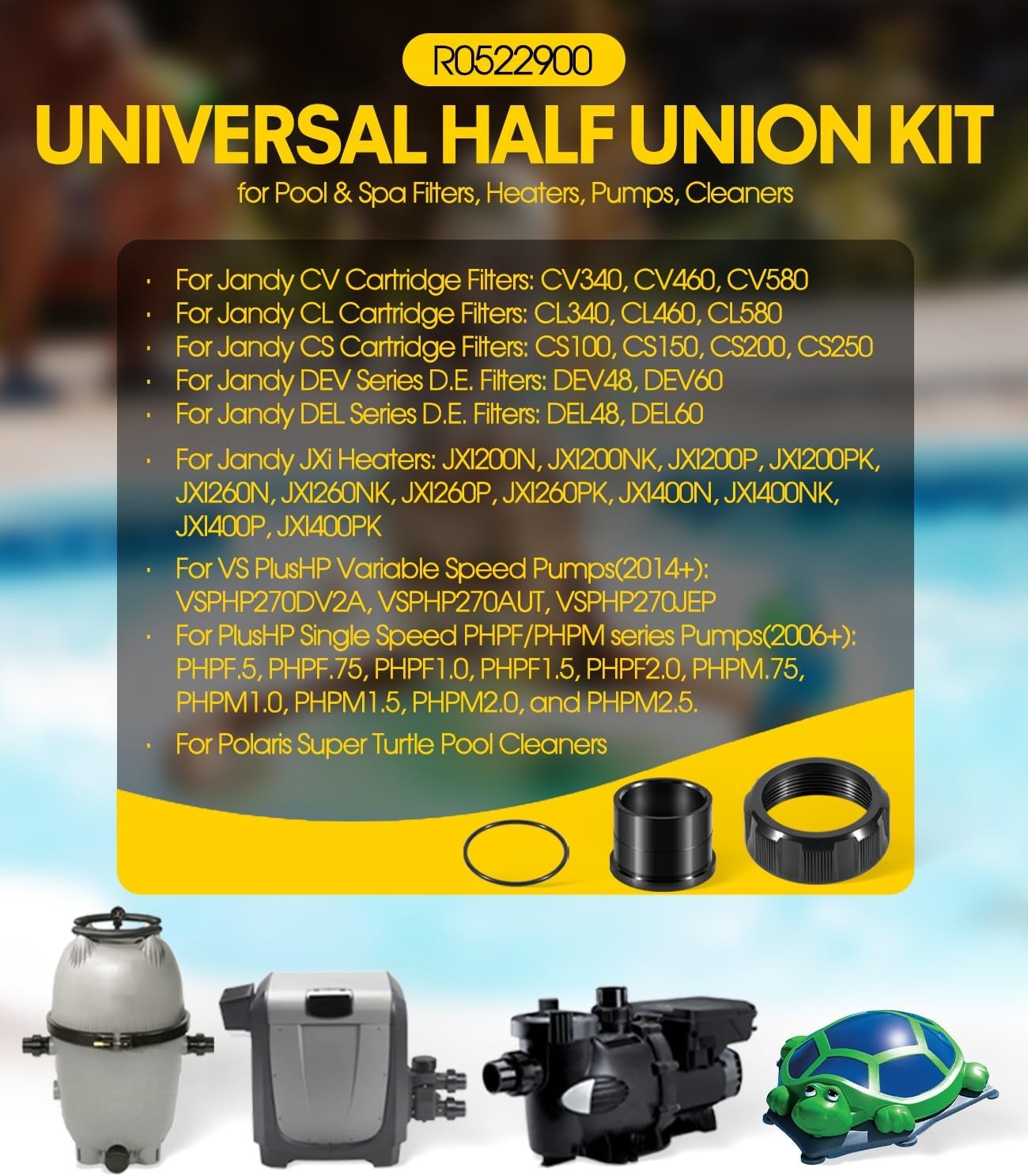 R0522900 Universal Half Union Replacement Kit for Zodiac Jandy CV,CL,CS,DEV. DEL