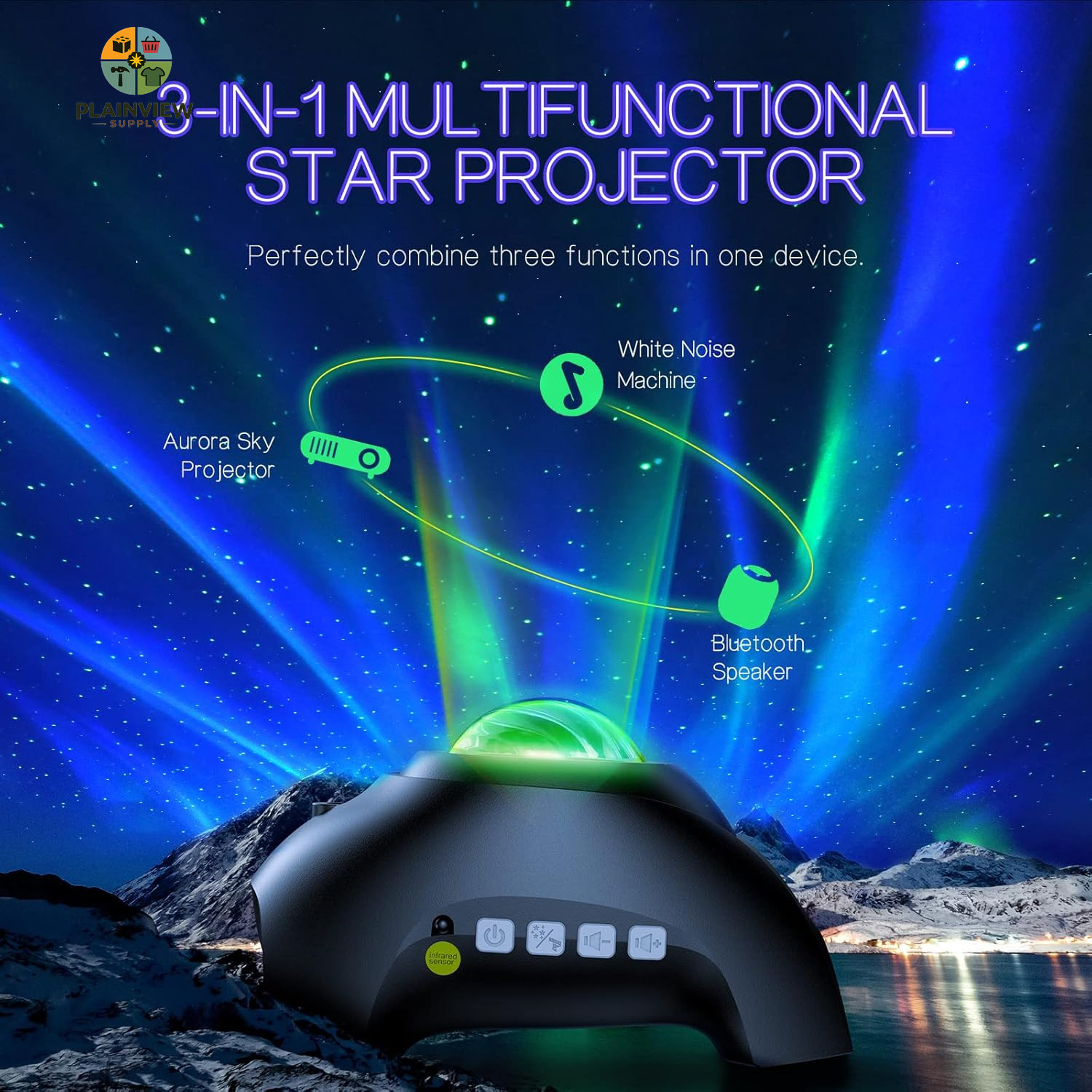 Galaxy Projector 33 Effects Aurora Star Night Light Bluetooth Speaker New