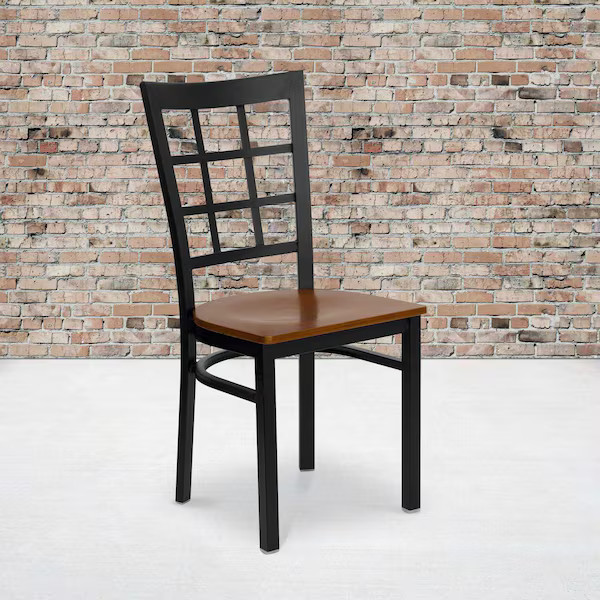 Flash Furniture Black Window Chair-Cherry Seat,PK2 2-XU-DG6Q3BWIN-CHYW-GG Flash