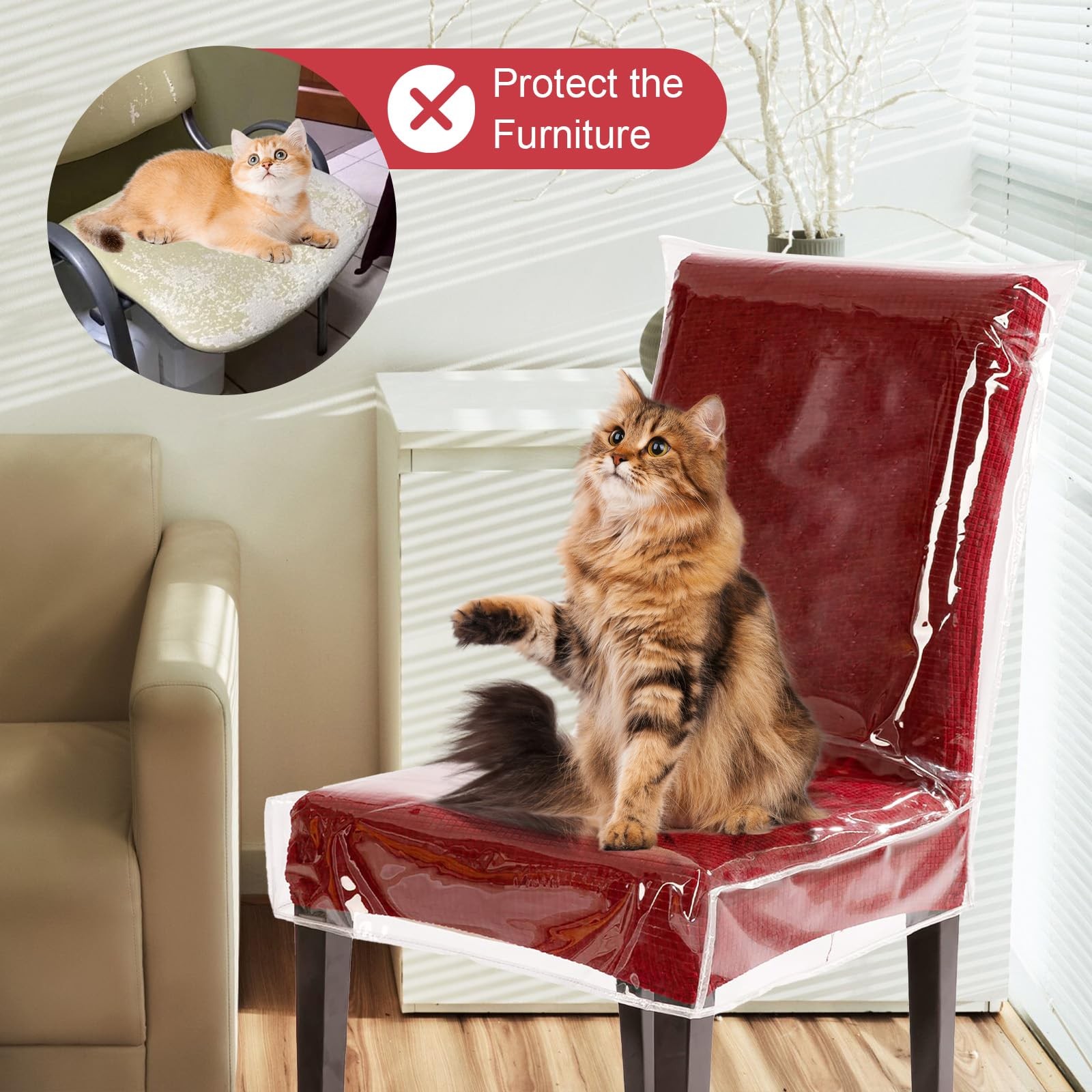 Plastic Chair Covers for Dining Chairs, 4 Pack W/21 x D/18 Inch Clear