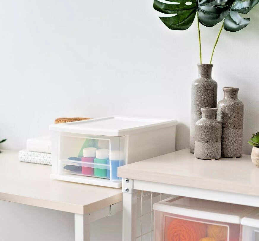 IRIS USA, Small 4-Drawer Compact Desktop Organizer, Stacking Desktop Unit 7qt