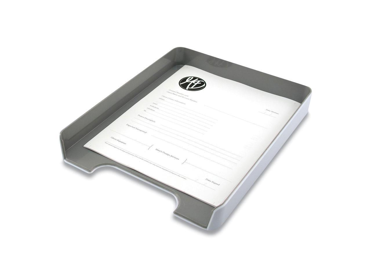 Fusion Letter Tray, 1 3/4"H x 10"W x 12 3/4"D, White/Gray