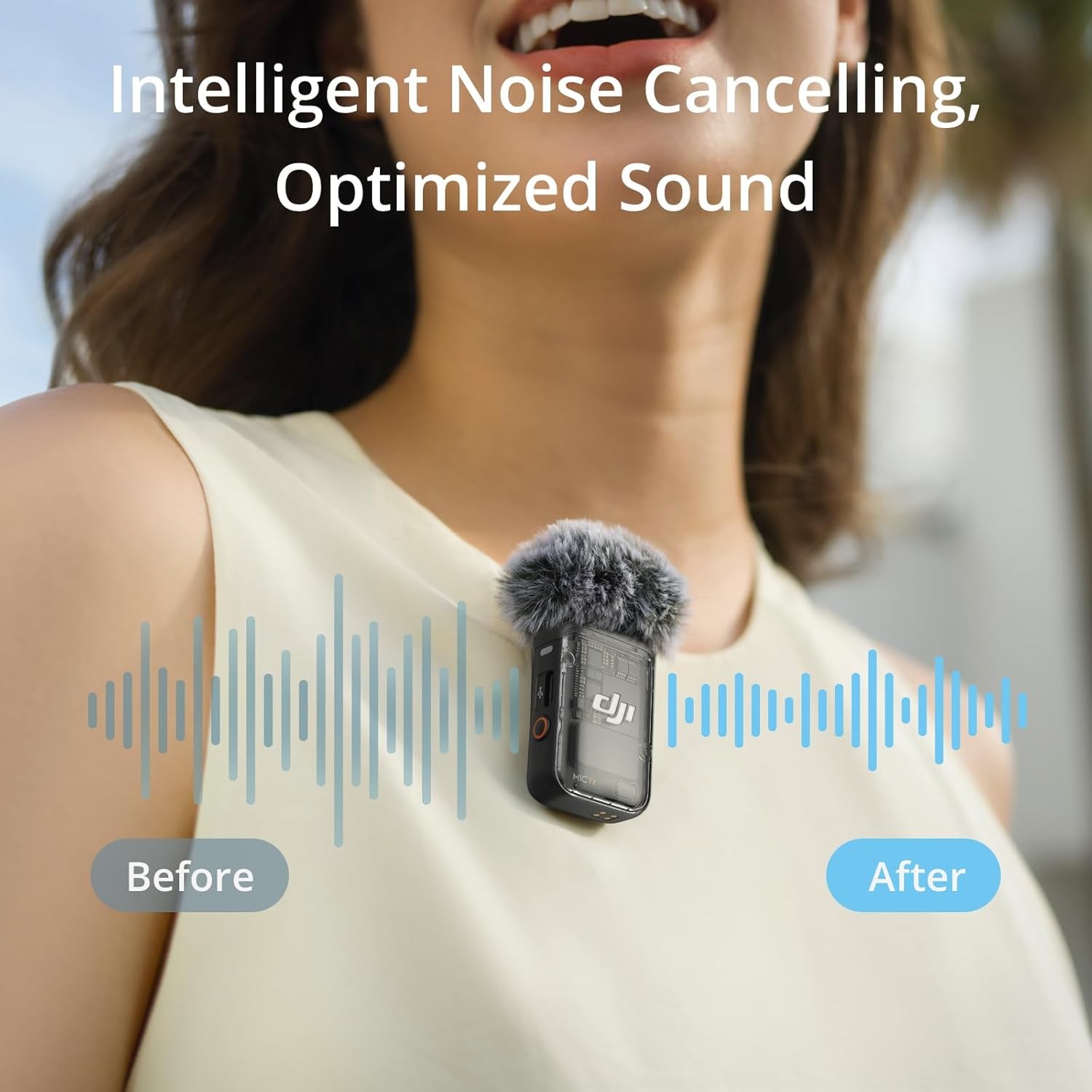 DJI Mic 2(1TX+1RX),Wireless Microphone Noise Cancelling Fit iPhone,Android,Camer