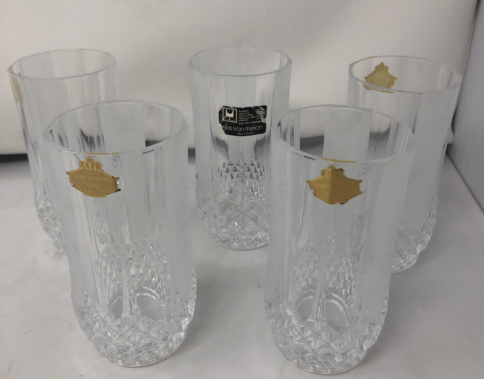Crystal drink glasses Tumblers Germany Vintage/new Set 5/5” tall MCM