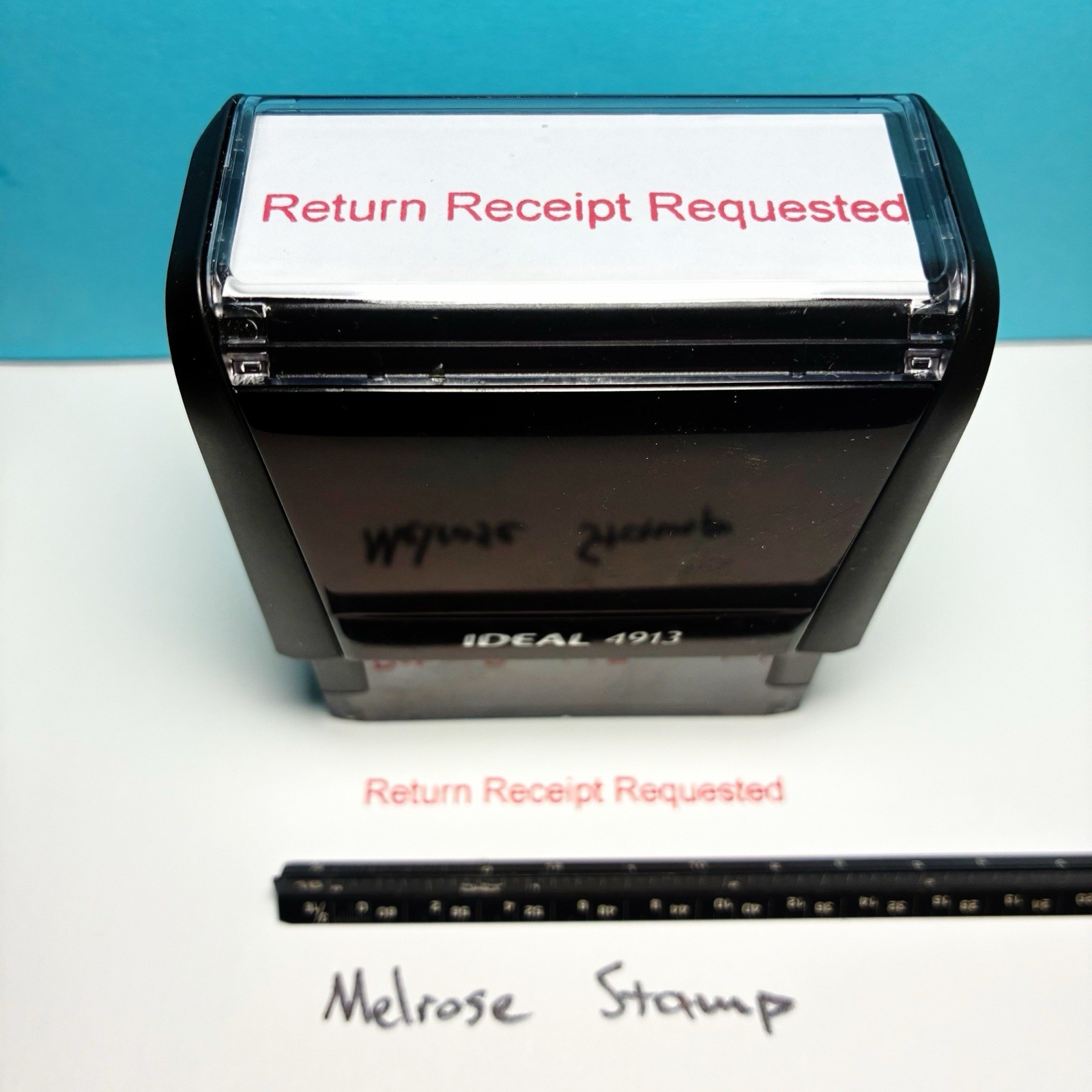 Return Receipt Requested Rubber Stamp Red Ink Self Inking Ideal 4913