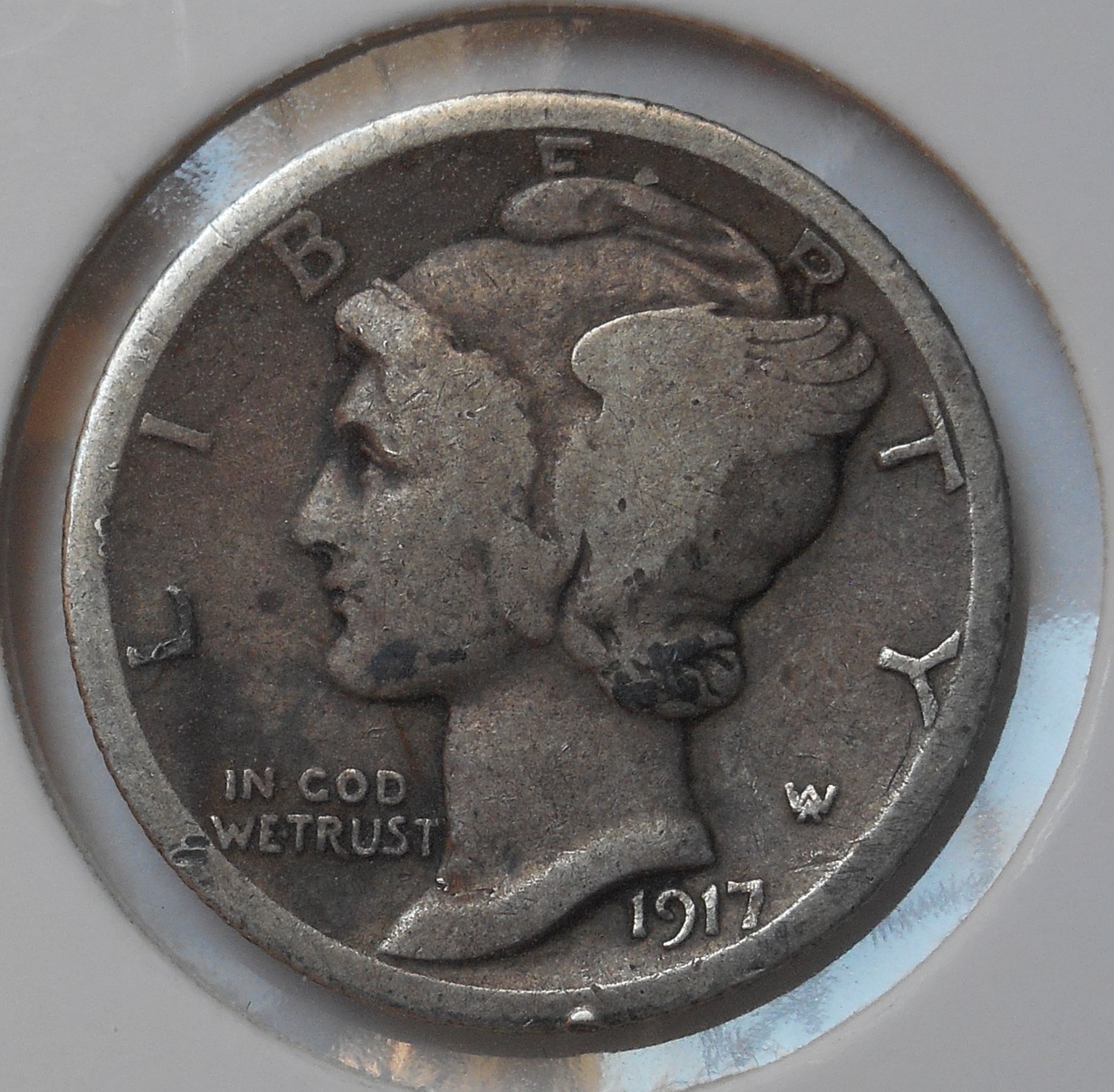 1917 . . Mercury Dime .  VG . Very Good . Silver . original . VG