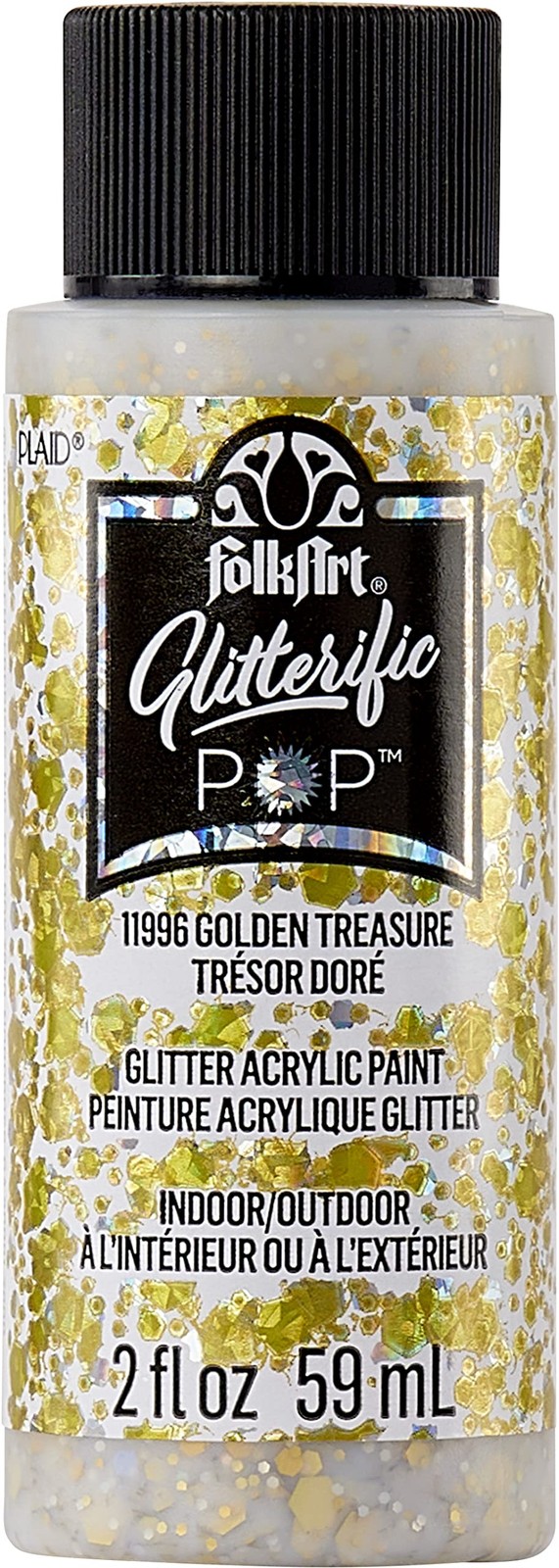 FolkArt Glitterific Pop Acrylic Craft 2 Fl Oz (Pack of 1), Golden Treasure