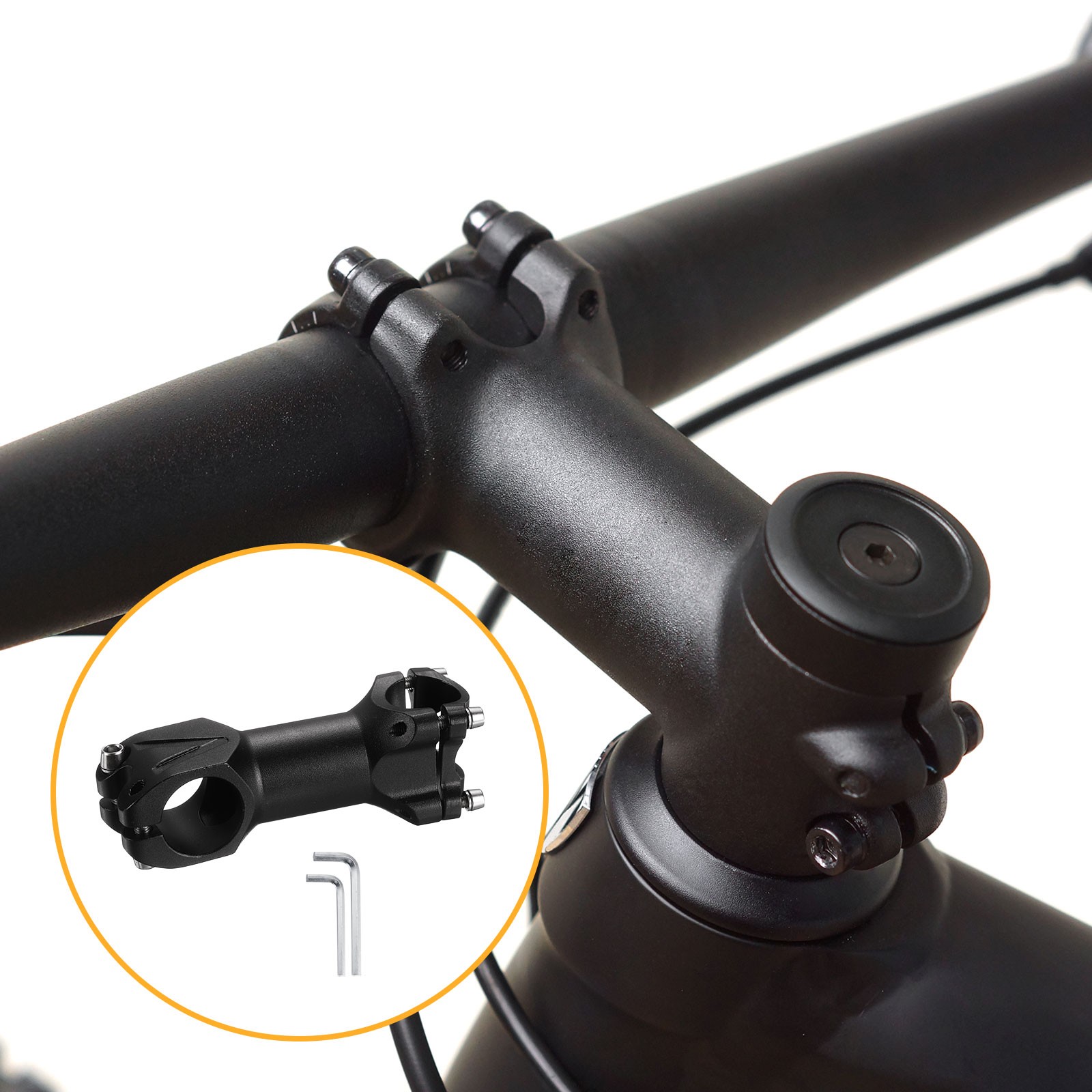 25.4mm Bike Stem 7 Degree 90mm Bicycle Handlebar Stem for MTB, Black