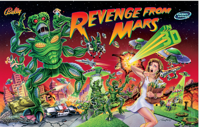 Bally REVENGE From Mars Pinball Machine Pinball 2000 Translite
