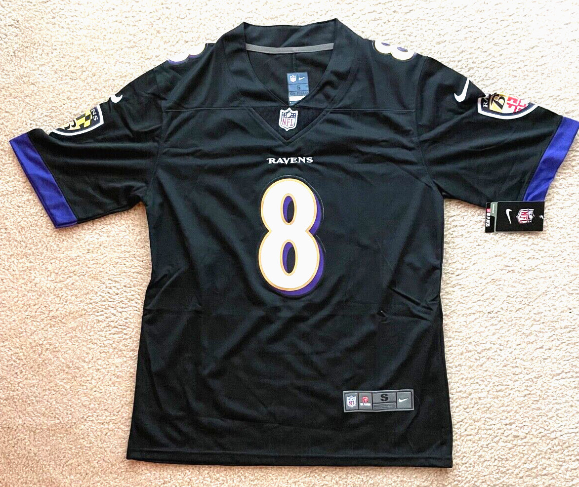 Ravens Jackson 8 NWT Jersey Youth Sz M, L, XL All Patches No Print Ship tomorrow