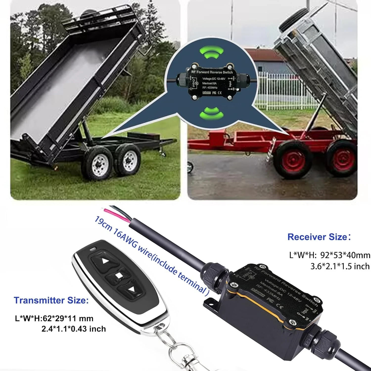 DC12V-48V Waterproof Linear Actuator Remote Control Switches, with 8A Relay