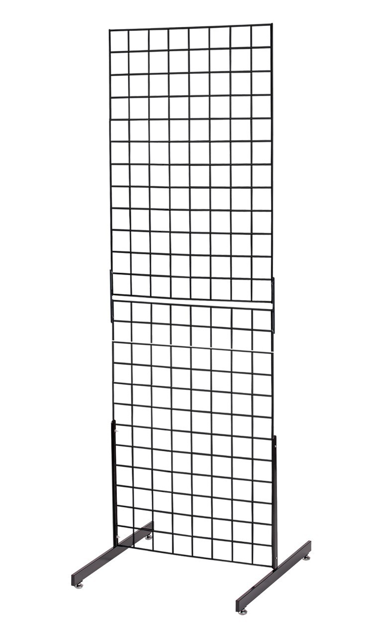 Gridwall Panel 2' x 6' - Total Measures Display Black 2 Legs Stand Metal
