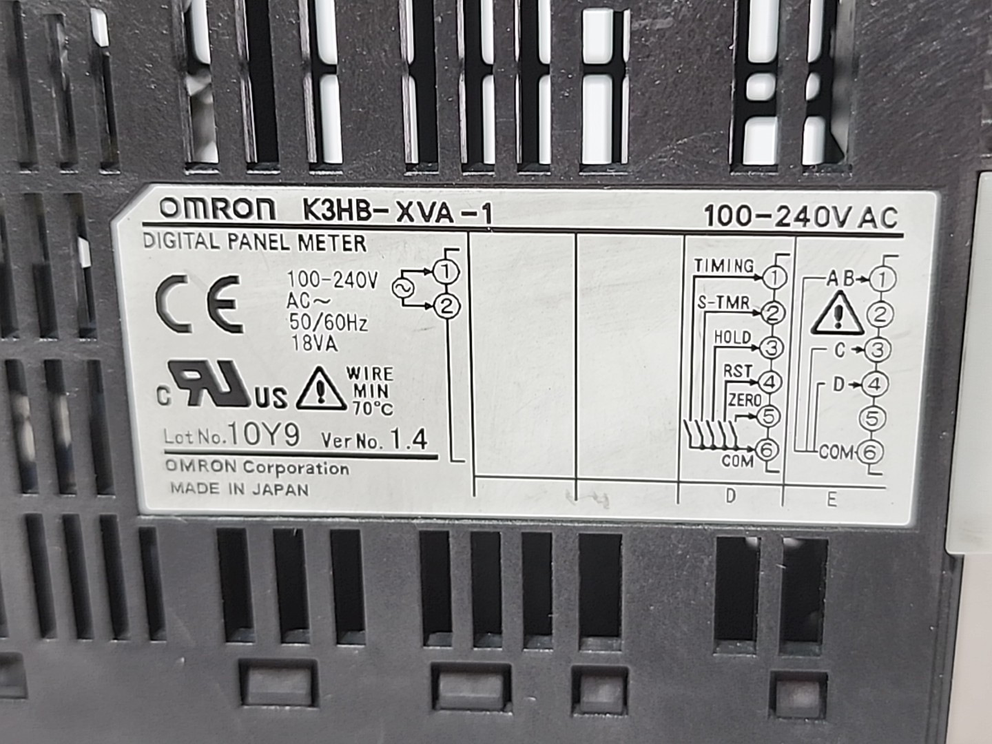 Omron K3HB-XVA-1 Digital Panel Meter 100-240VAC Process Indicator