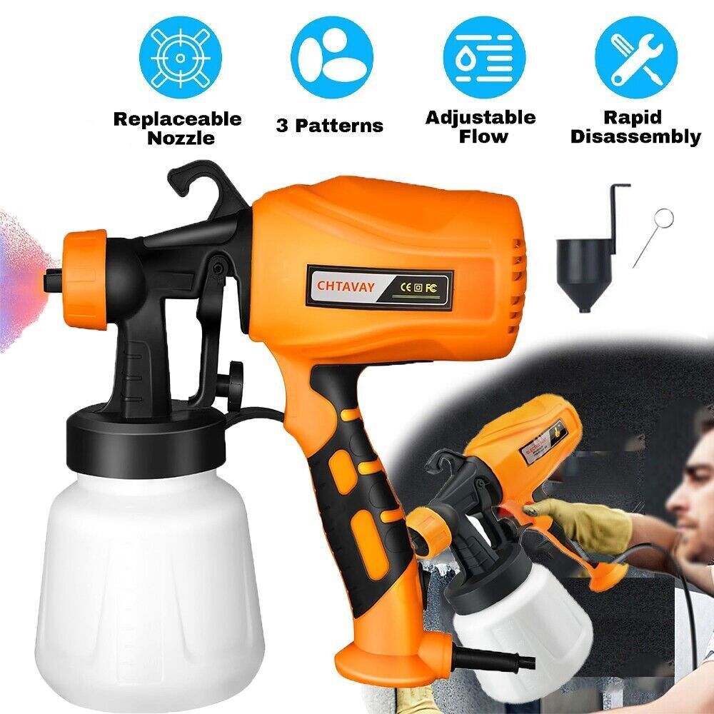 900ML Electric Paint Sprayer Spray Gun Handheld Painting Gun Tool with 2 Nozzle