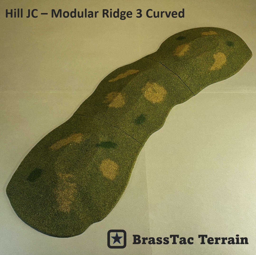 28mm terrain for Bolt Action, Black Powder: 3-part Curved Ridge 3  [Hill-JC-LG]