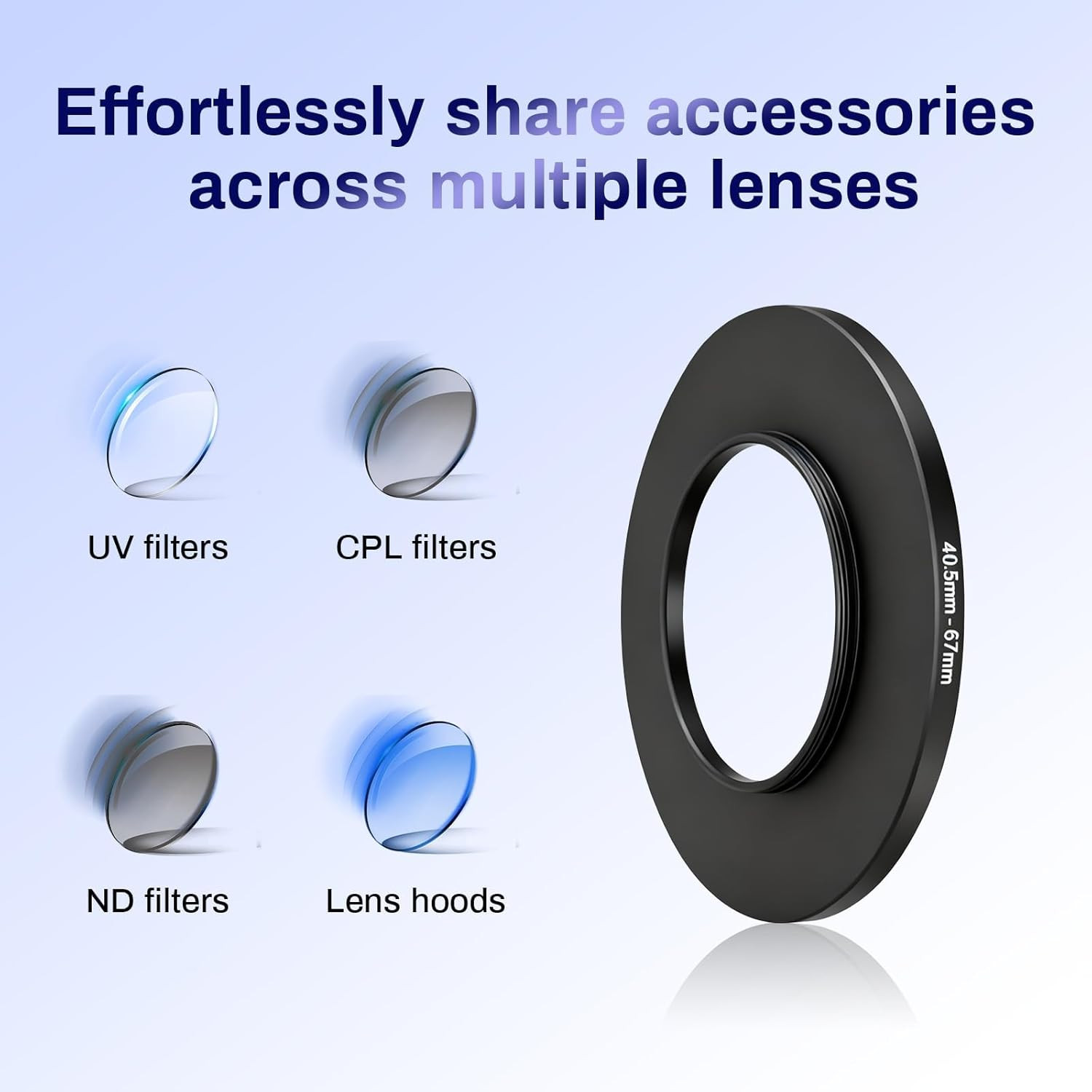 40.5Mm-67Mm Step up Ring Adapter Filter, Aluminum Alloy Camera Lens Filter Adapt
