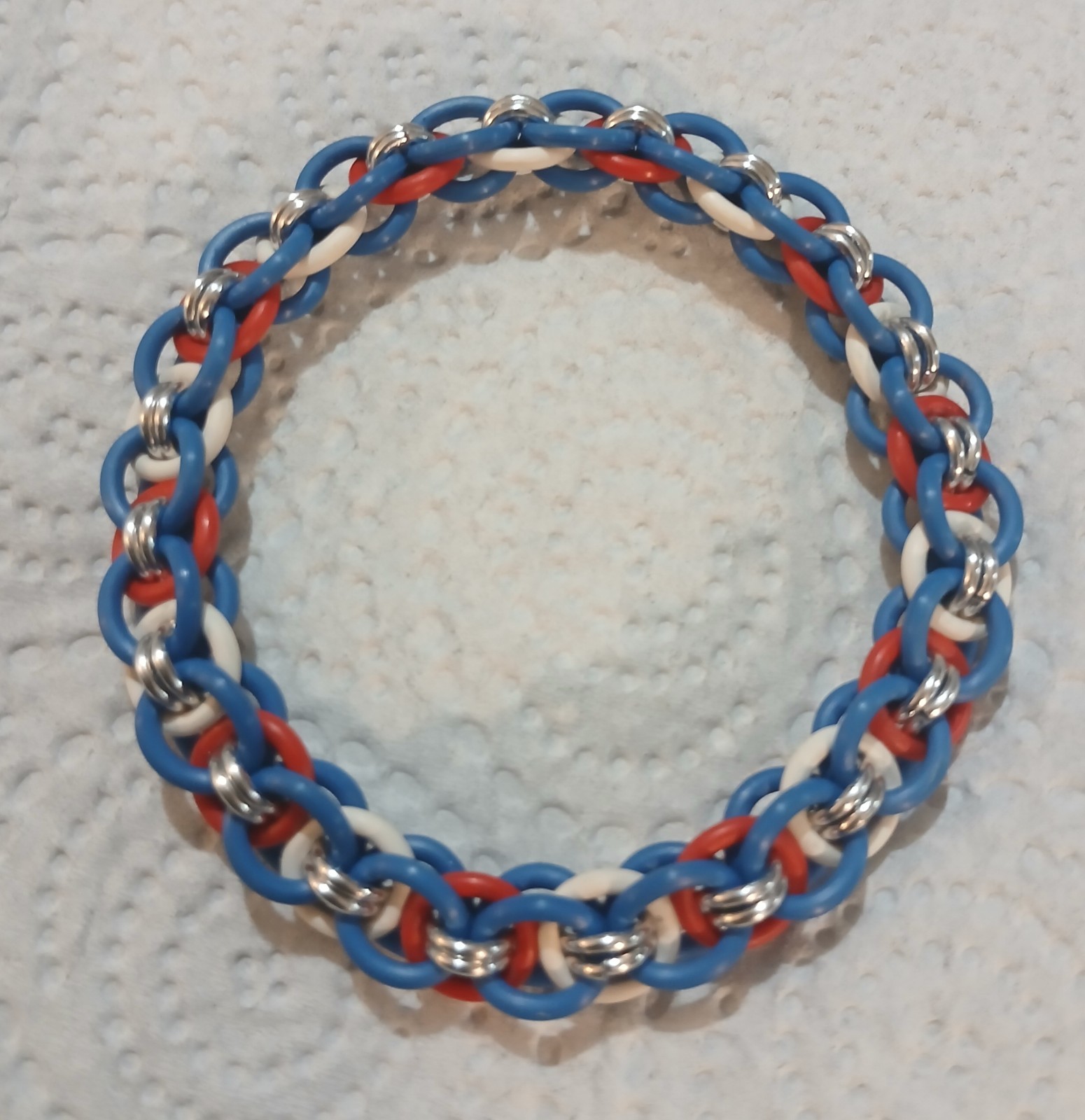 Stretch Helm Chainmaille Chainmail Patriotic Bracelet