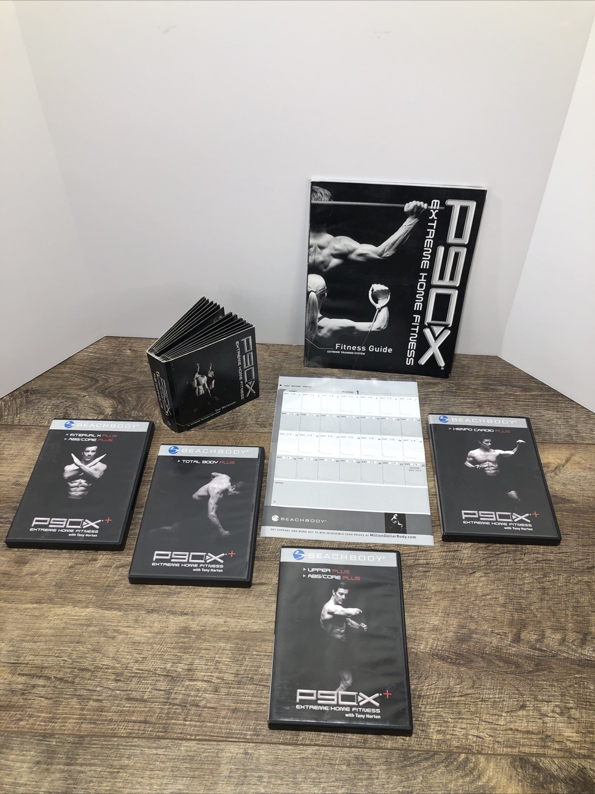 P90X 12 DVD Set Extreme Home Fitness Beach Body DVD Set of 4 P90X+ Fitness Guide