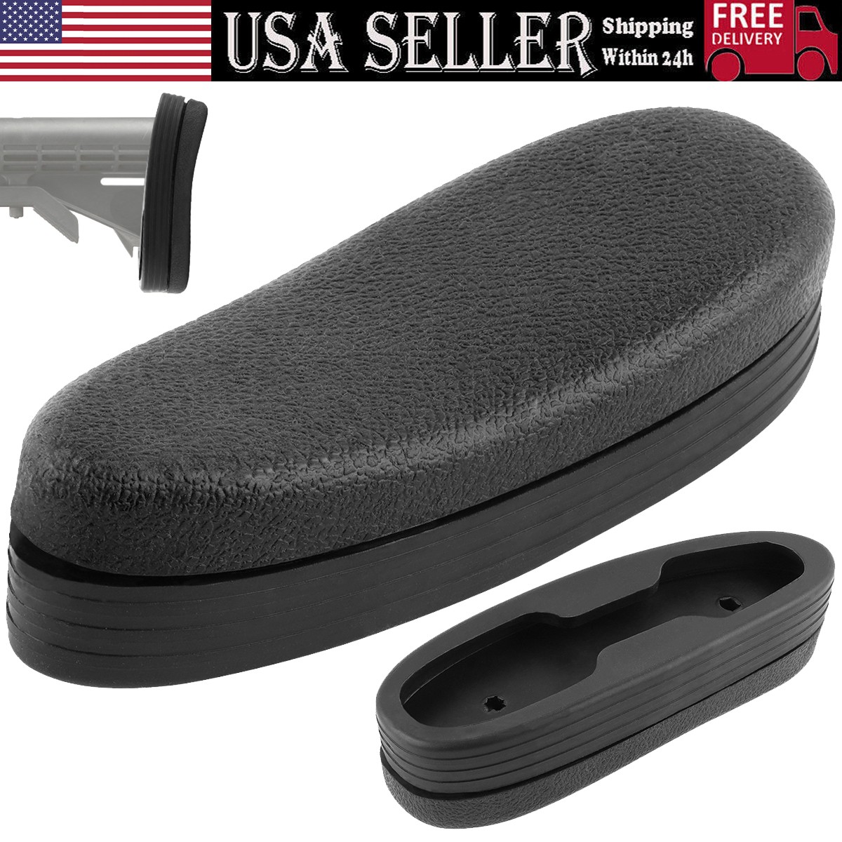 Durable Rubber Combat Butt Pad, Non-Slip Recoil Pad for 6 Position Stock ...