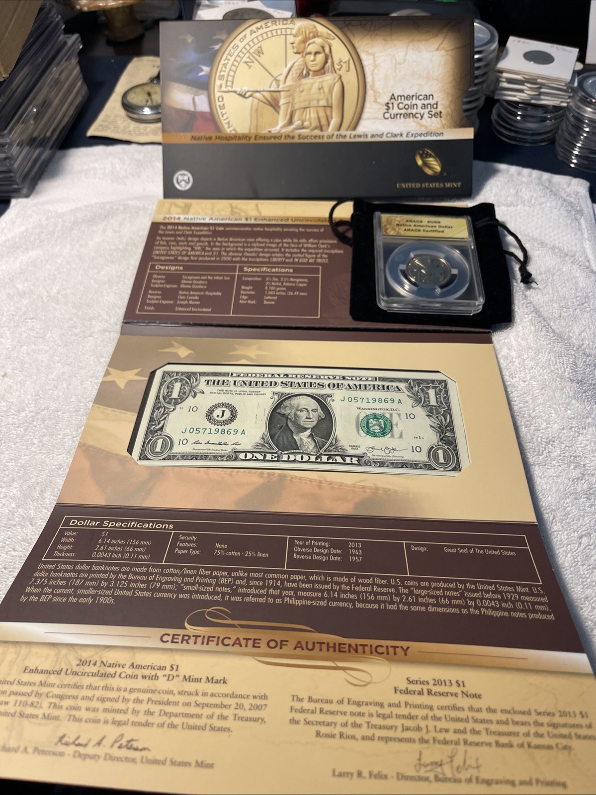 2014 Native American $1 Lewis and Clark Coin and Currency Set, Original Owner