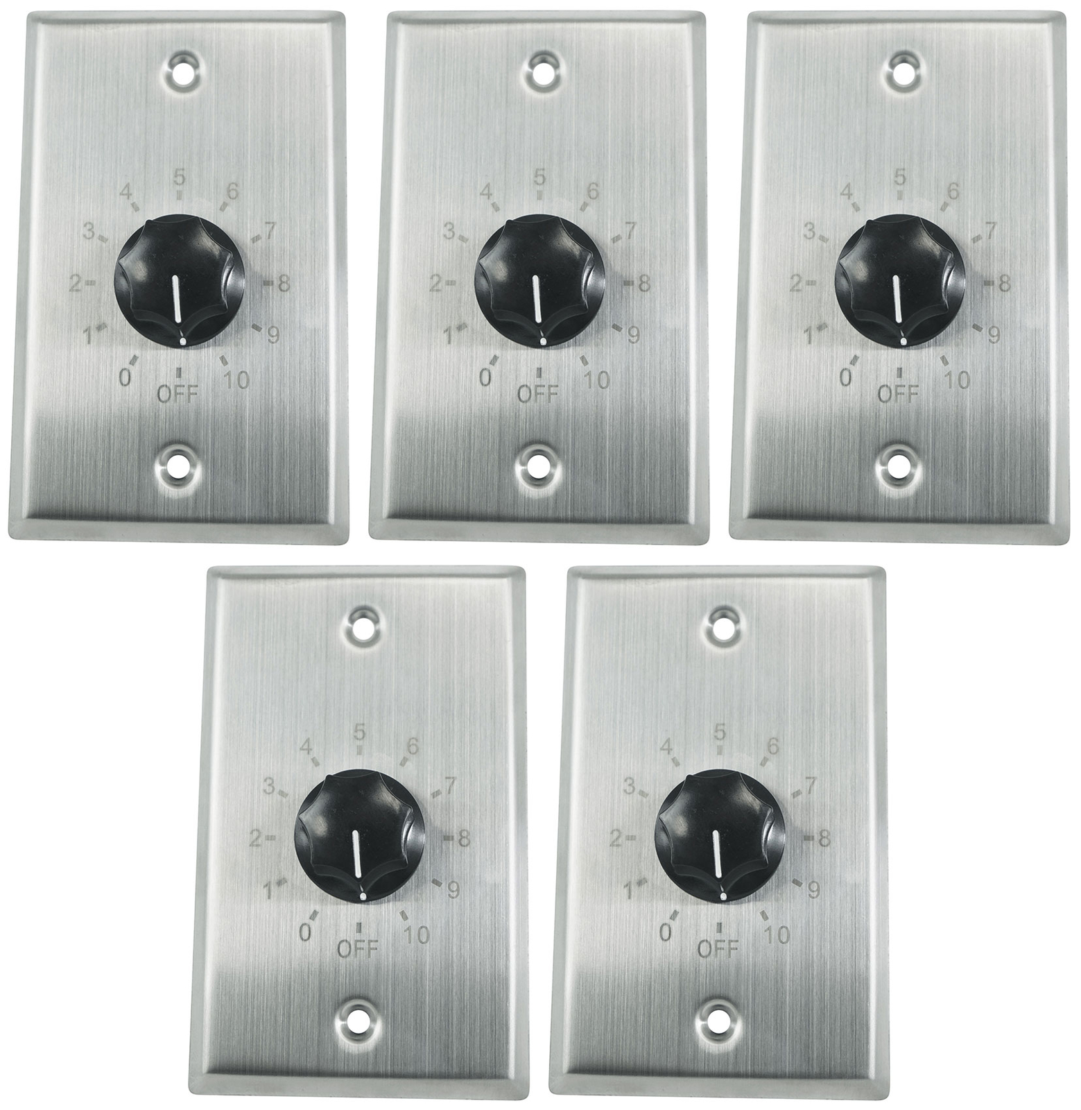 5 Rockville VOL70200 SS 200w 70v Stainless Wall Volume Controls Zone Controllers