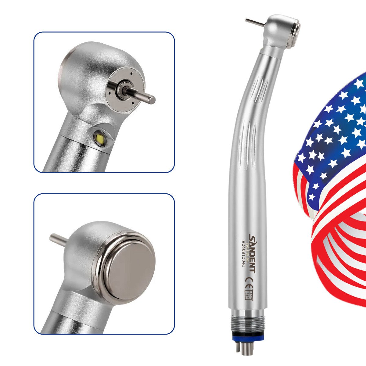 10 PCS SANDENT Dental E-Generator LED Optic High Speed Handpiece 4Hole Ceramic