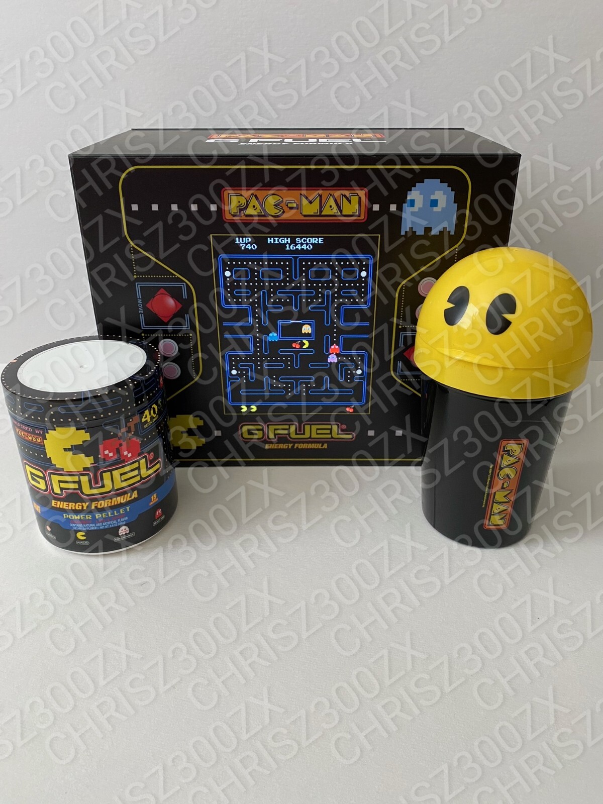 GFUEL Power Pellet Pac-Man Light Up Collector's Box + Shaker Cup + Tub G FUEL