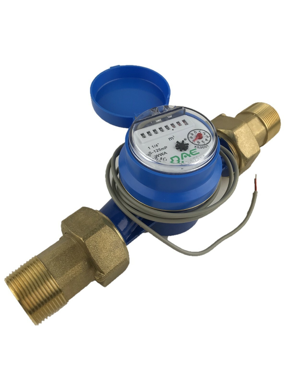 DAE AS-125mP 1-1/4” Water Meter, Pulse Output, Liter + 1-1/4” NPT Couplings