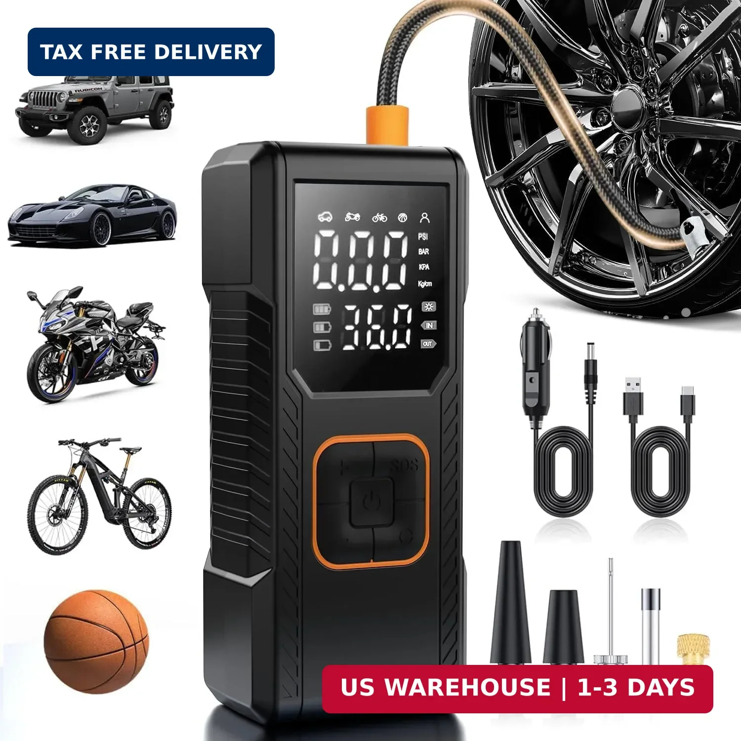 Tire Inflator Portable Air Compressor, 150PSI Cordless/12V DC Air Pump for Car T