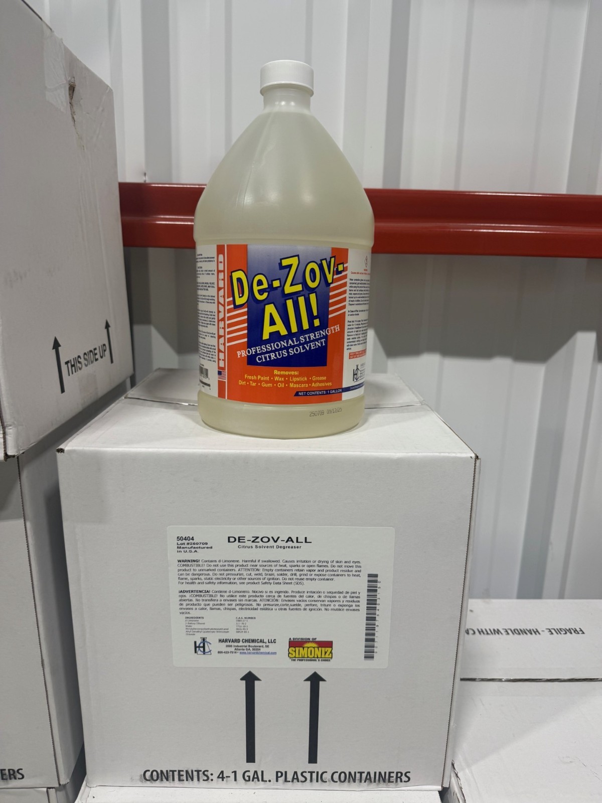 HARVARD DE-ZOV-ALL CITRUS SOLVENT SPOTTER DEGREASER DEZOVALL CASE of 4 GALLONS