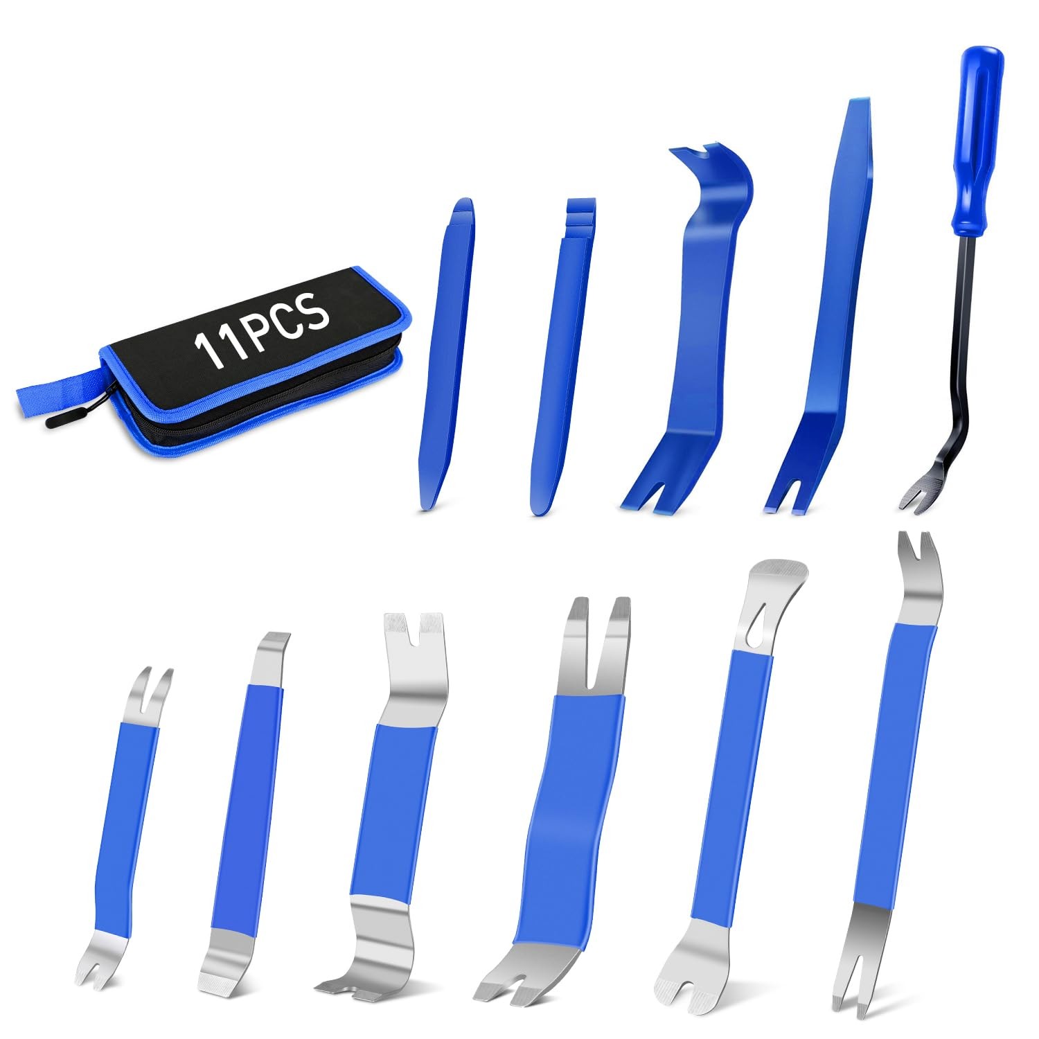 GOOACC 11PCS Trim Removal Tool Kit, Metal & Nylon Pry Tools Set 11Pcs, Blue