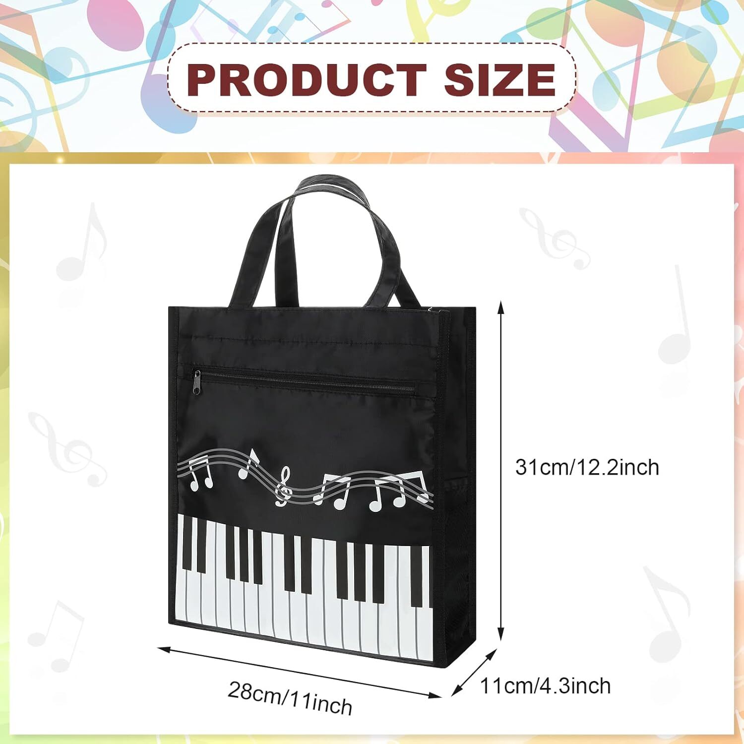Cunno 4 Pcs Small Piano Music Bag Keys Handbag Reusable Tote Bag...