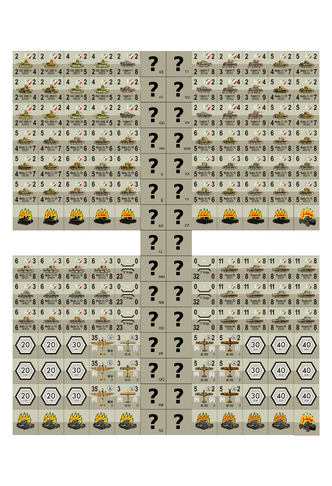 Italian Army Colored Counters PanzerBlitz Panzer Leader