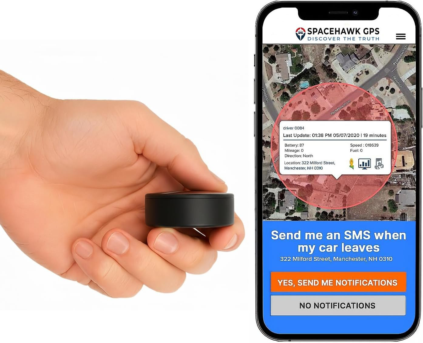 SpaceHawk GPS Tracker - Real-Time Mini GPS System. Hidden GPS Tracking Device...