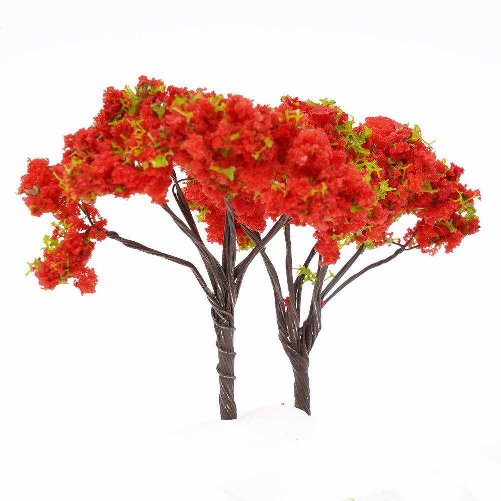 10X Red Flowers Model Trees Model Train Diorama Garden Scenery 4cm Flower Tree