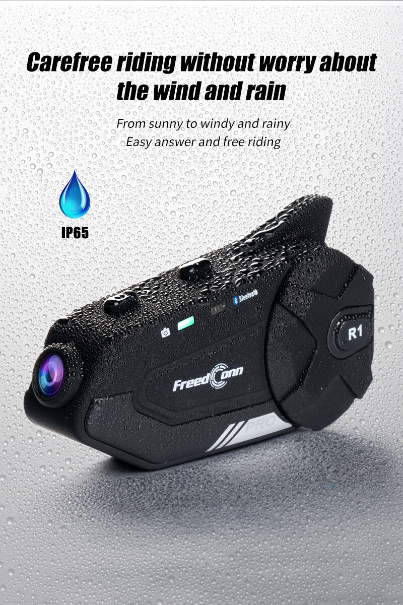 Motorcycle Bluetooth Intercom Headset with Camera Helmet Recorder 64G TF Card