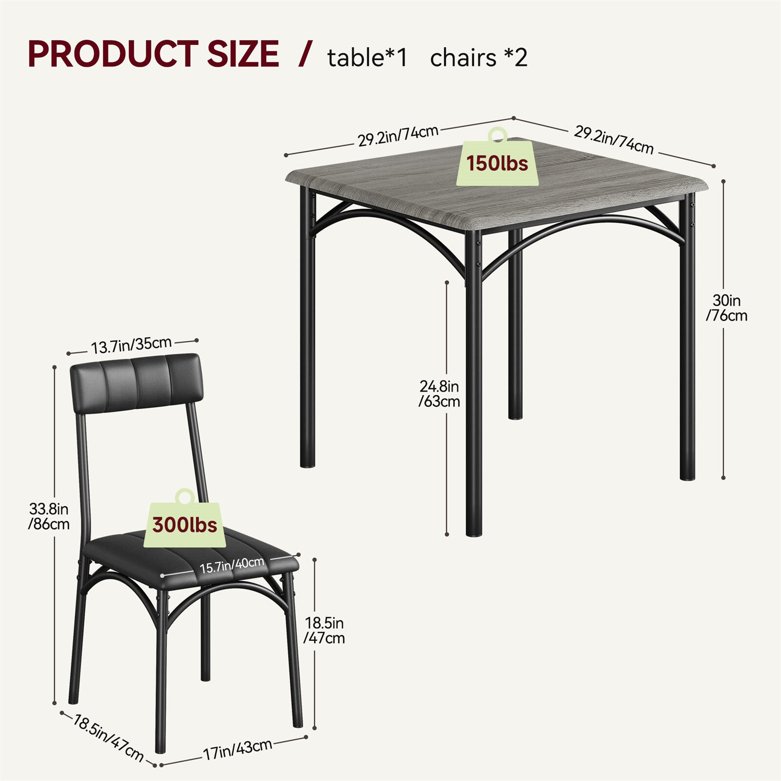 🔥3-Piece Kitchen Table and Upholstered Chairs Dining Table Set for Small Space