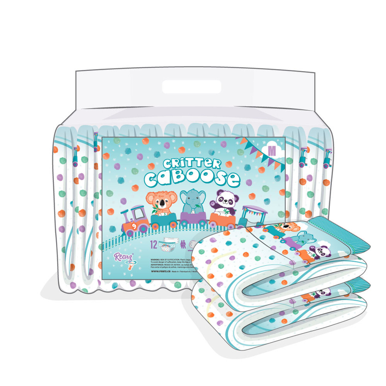 Rearz *NEW* Mega Critter Caboose Adult overnight diaper - Bag of 12