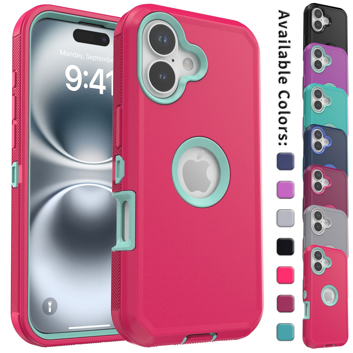 For iPhone 16 Case Heavy Duty Shockproof Hybrid Rugged Triple Layer Phone Cover