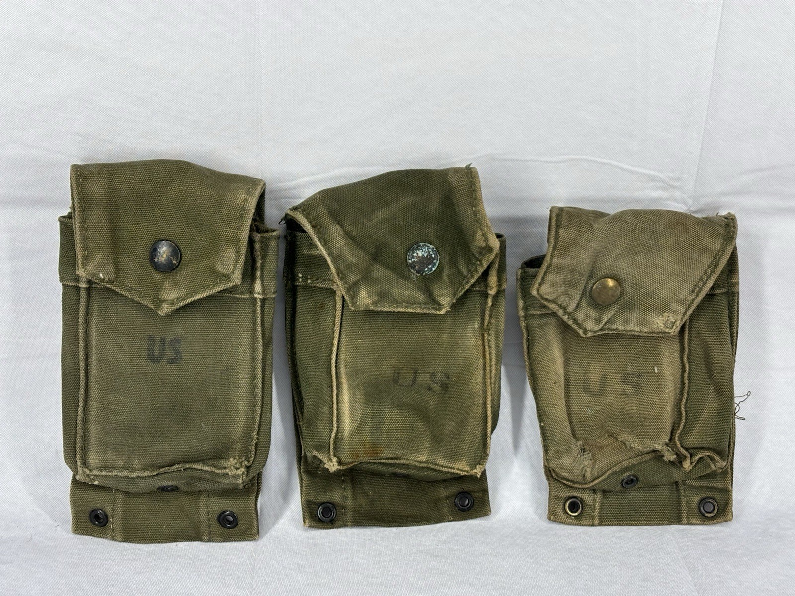 Vietnam M1961 US Military M14 Ammo Pocket Ammunition Magazine Belt Pouch Lot (3)
