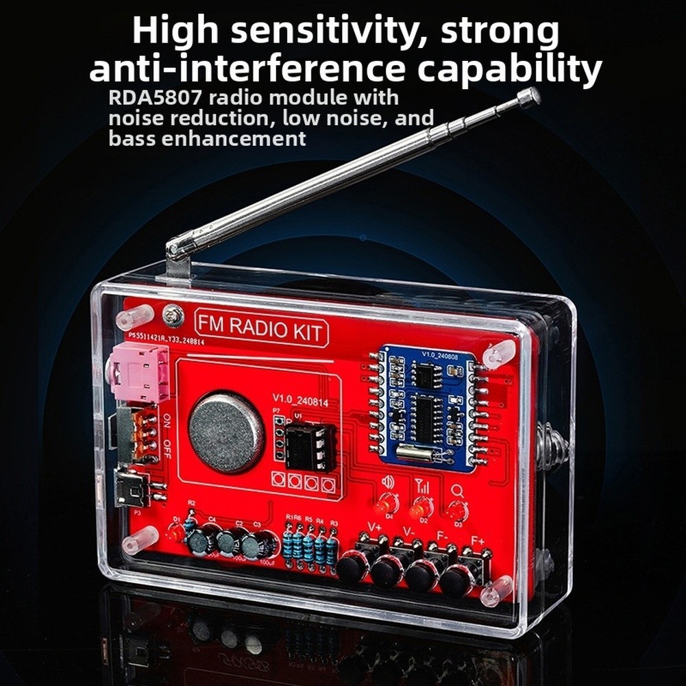 DIY FM Radio Kit RDA5807 with Noise Reduction and USB or Battery