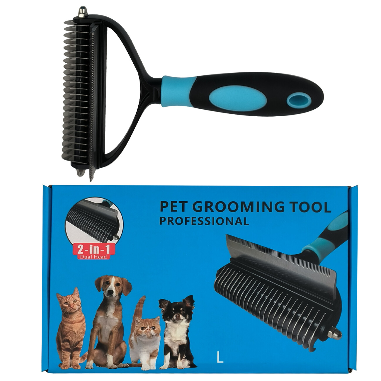 Pet Cat Dog Hair Fur Shedding Trimmer Grooming Dematting Rake Comb Brush Tool