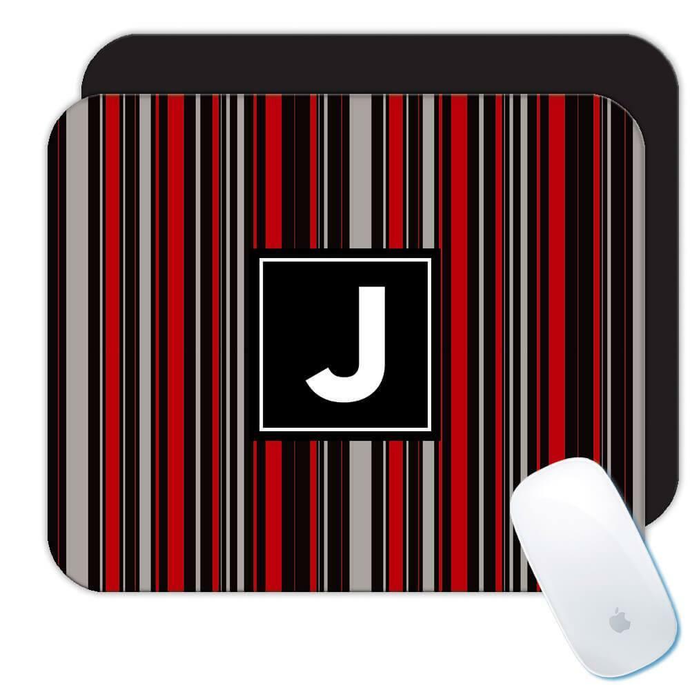 Gift Mousepad : Stripes Black Red Grey Home Decor Modern Pattern Abstract