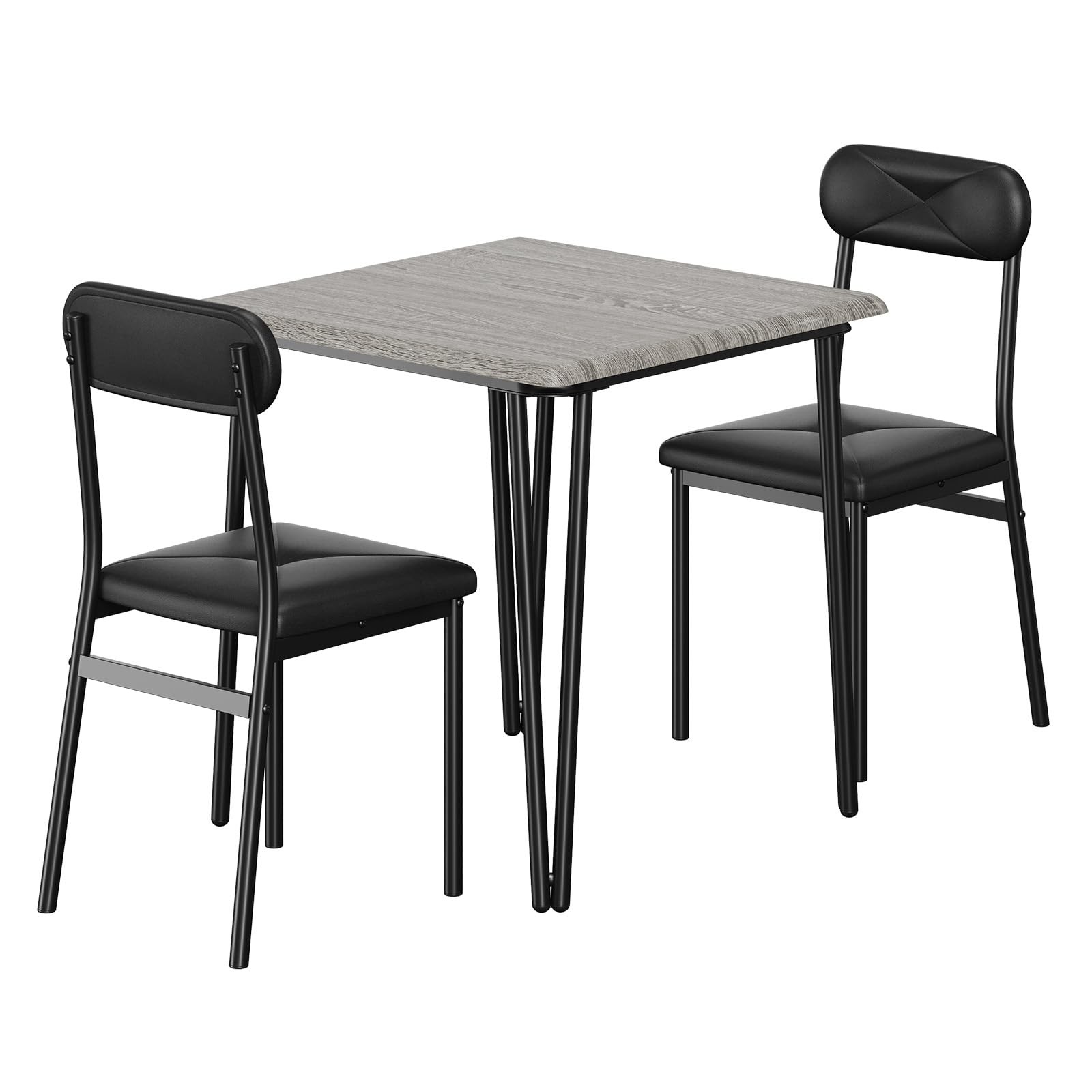 Kitchen Table w/2 Upholstered Chairs,Square Dining Table Set for 2 for Small Pla