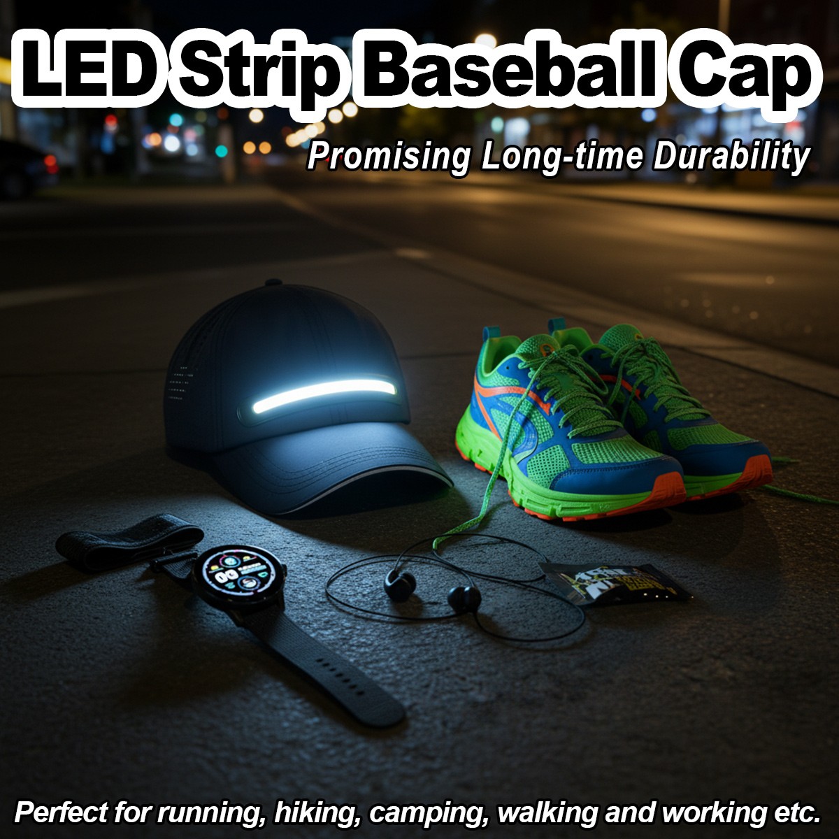 LED Strip Baseball Cap Lightweight Performance Strobe Outdoor Use Gift Hat