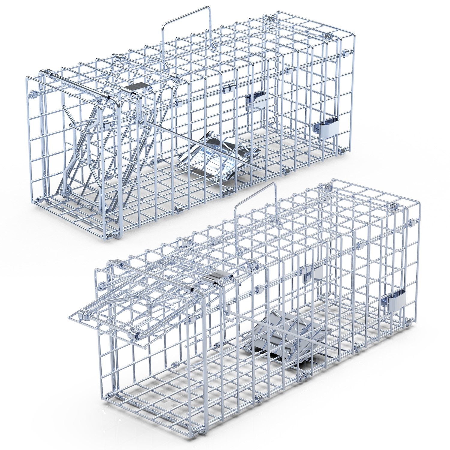 2-Pack Humane Rat Trap Cage - Foldable Live Mouse Traps for Indoor/Outdoor Use